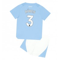 Manchester City Ruben Dias #3 Heimtrikotsatz Kinder 2023-24 Kurzarm (+ Kurze Hosen)